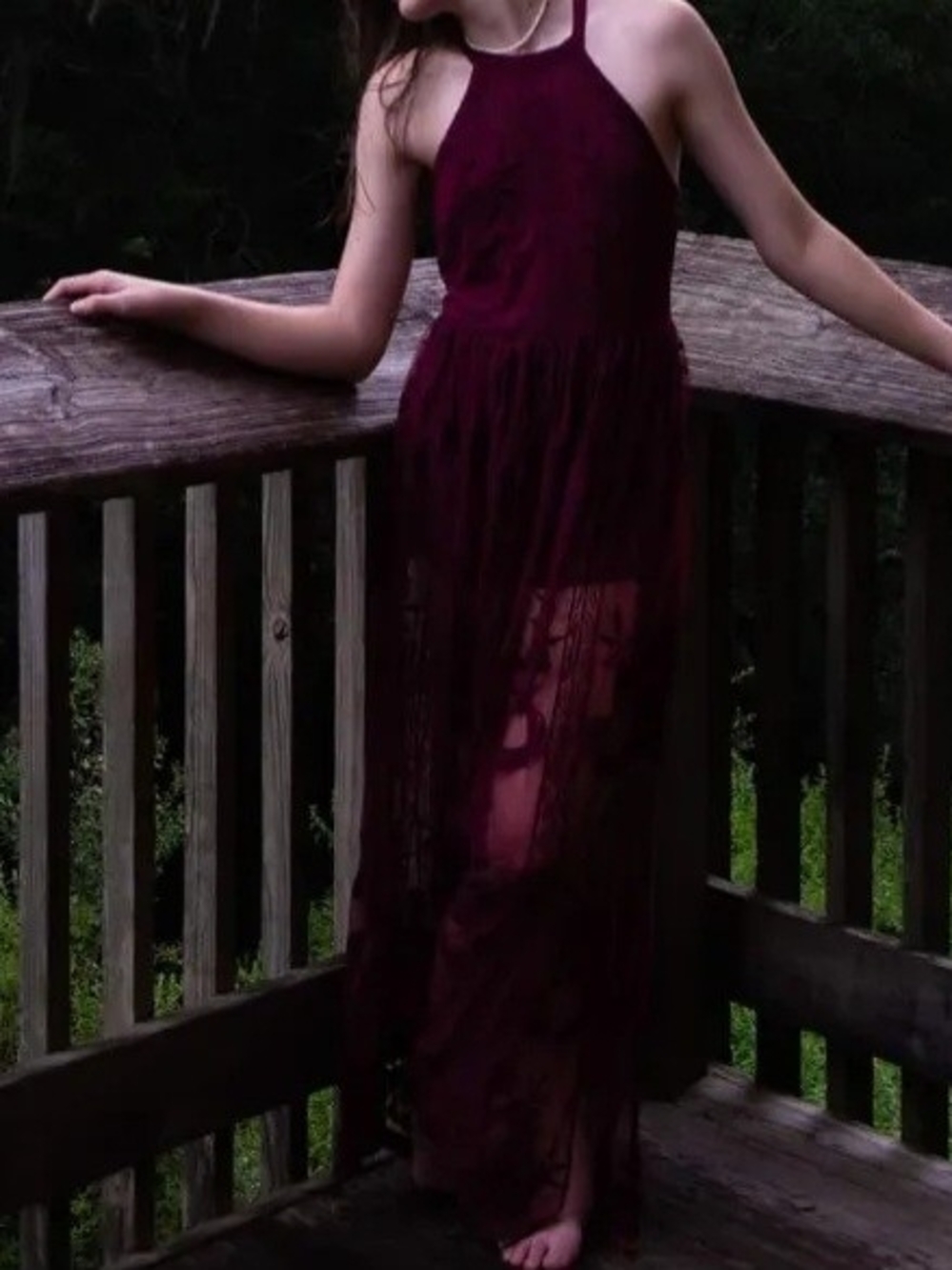 Elegant Halter Maxi Dress in Deep Burgundy